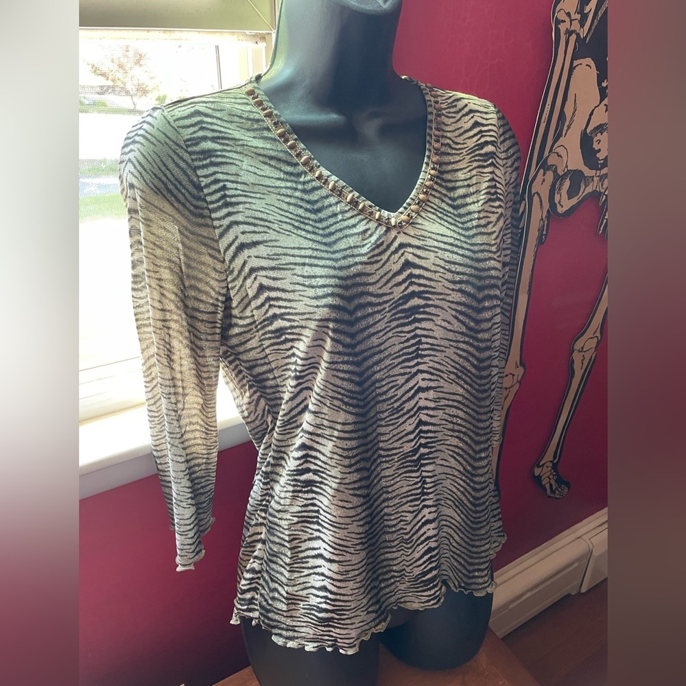 Vintage Liz Claiborne Animal Print Sheer Top